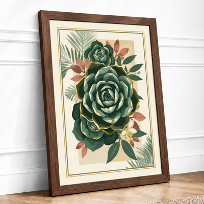Green Rose Study Botanical - Framed Print