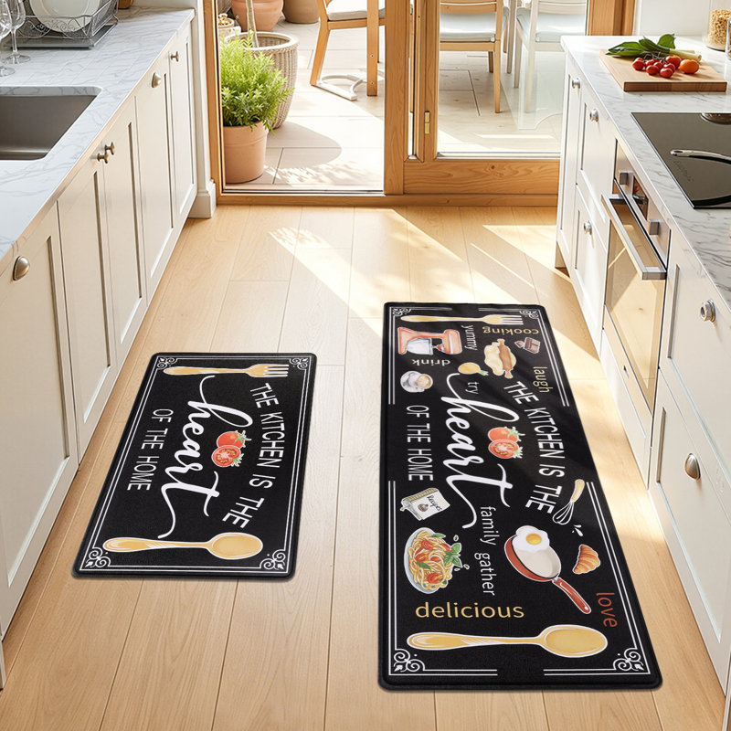 Farmhouse Anti-fatigue Kitchen Mats (Set of 2), Black