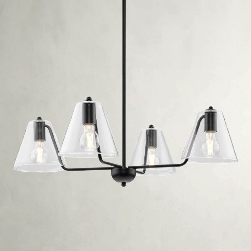 Luminaire suspendu contemporain noir mat avec 4 lumières 30 po Avec, Noir mat, Quatre lumières