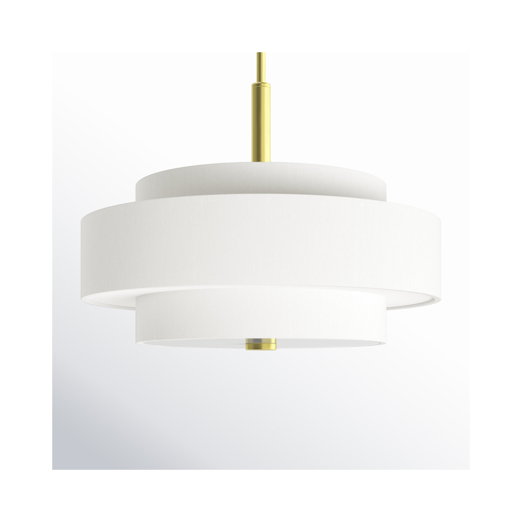 Flaire 4 - Light Metal Dimmable Drum Chandelier, Satin Brass, Off-White