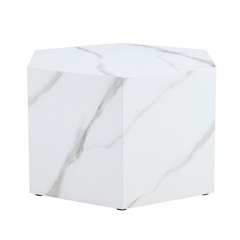 Hexagonal Coffee Table, White, 16.5'' H X 23.6'' L X 27'' W