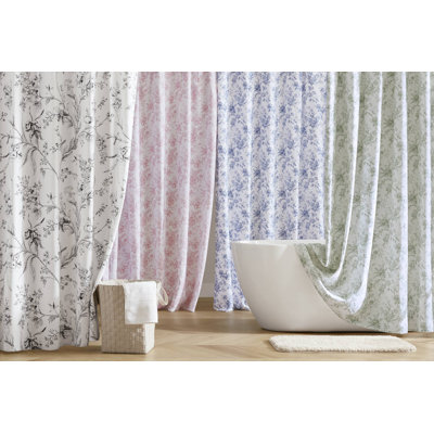Branch Toile Vintage Floral Cotton Blend Shower Curtain