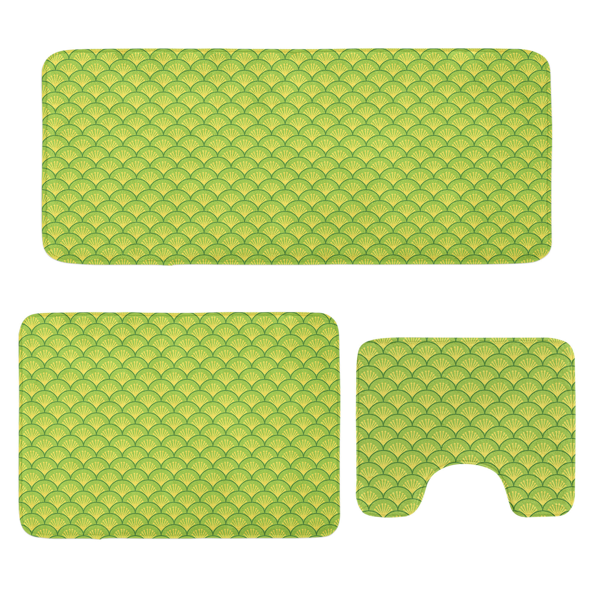 Bay Isle Home??? Green Bathroom Rug Set 3 Pieces UShape & Rectangle Mats