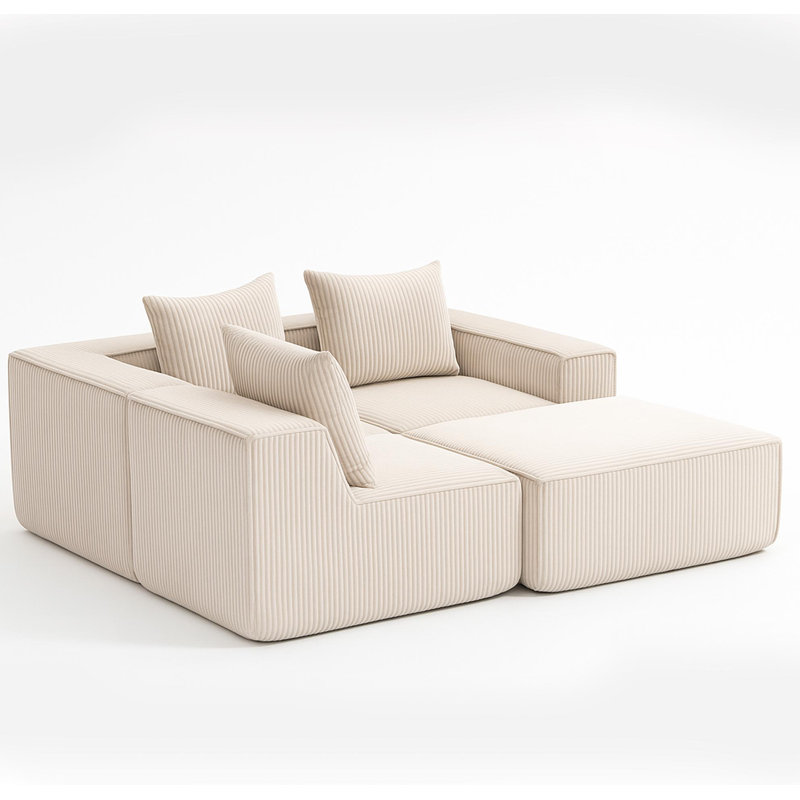 Canapé modulaire Boneless pouvant être combiné librement, Velours côtelé beige