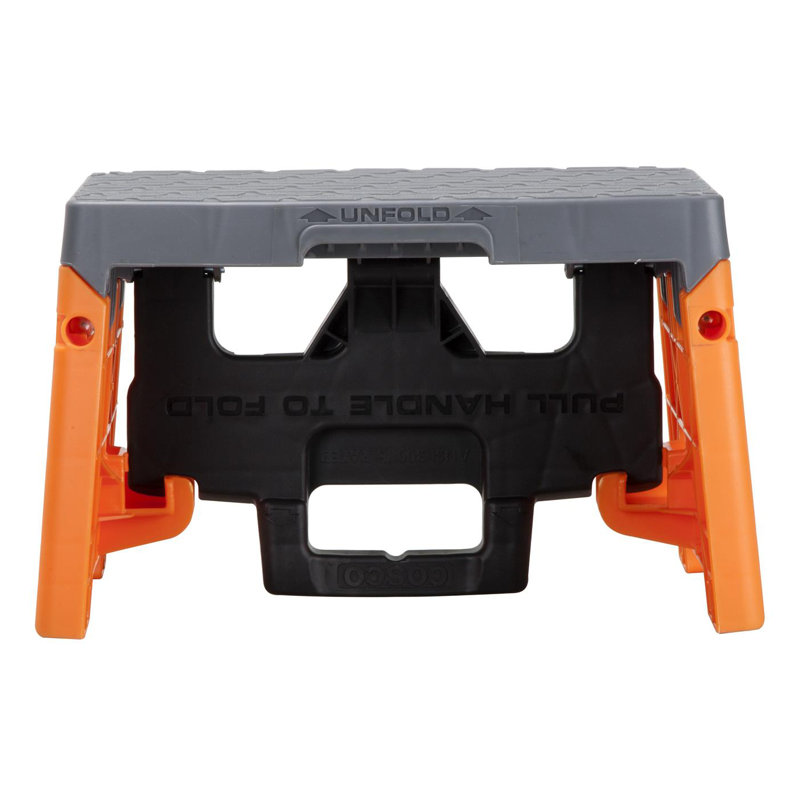 1 - Step Plastic Lightweight Folding Step Stool, Orange
