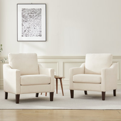 Upholstered Armchair with Solid Wood Legs (Set of 2)