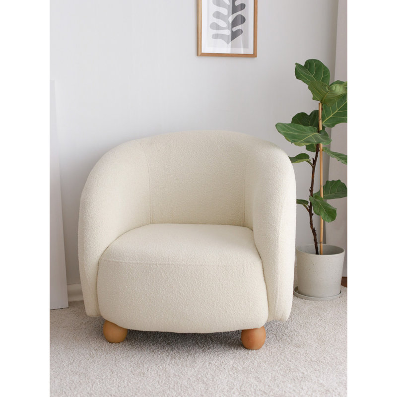 Elegant Wing Chair, White, 32.3 x 30.3 x 31.5 Inches | 100% Hornbeam Wood Frame, 100% Teddy Fabric | Comfortable Seat: 20.9 x 16.9 x 20.5 Inches | Perfect for Living Room & Cozy Reading Nook, Stylish Design