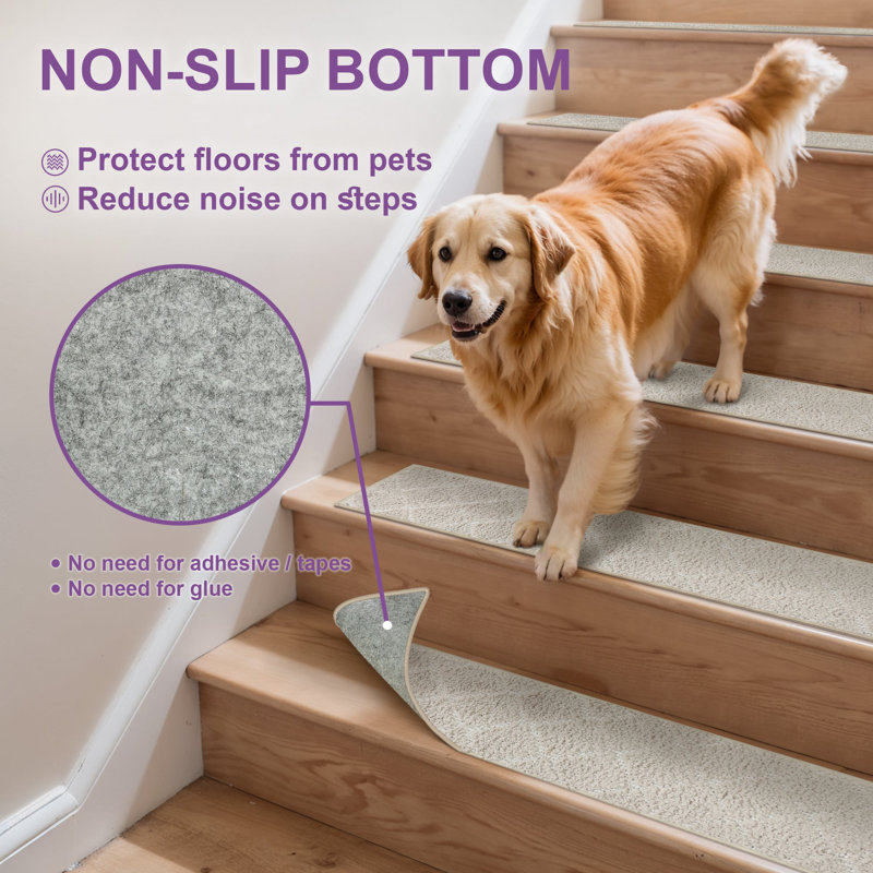 Tapis d'escalier moderne antidérapant (ensemble de 15), Beige