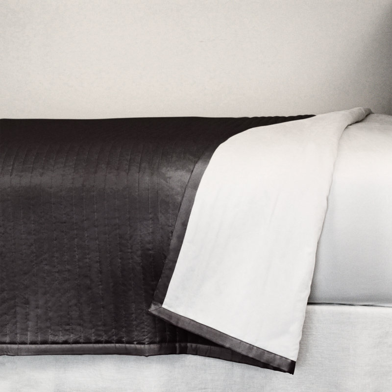 Charmeuse Channel Quilt Coverlet, King Coverlet, Charcoal