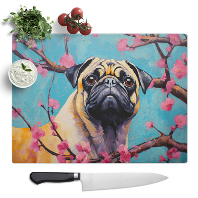 Pug Contemporary  Glass Chopping Board