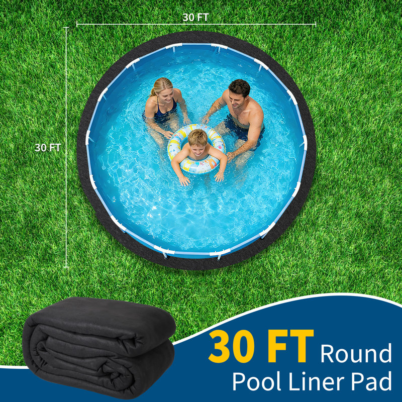 Heavy Duty Geotextile Pool Liner Pad for Above Ground Pools – Non-Woven, Puncture Resistant, Eco-Friendly Weed Barrier, Extends Liner Life, Protective Mat – Shape: Round, Size: 30Ft