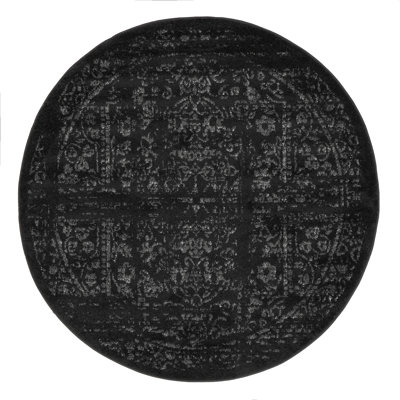 Adetoun Traditional Power Loom Performance Black/Grey Rug