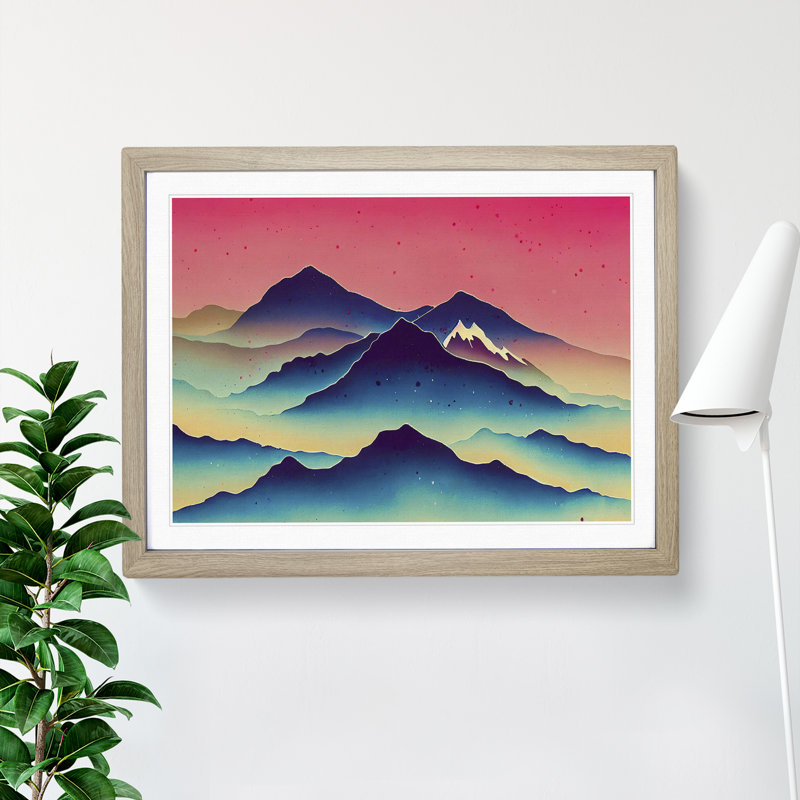 Ravishing Mountains - Single Picture Frame Painting, 46cm H x 64cm W x 2cm D, Oak Framed