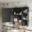 Armoire de rangement murale pour salle de bain, armoires à pharmacie avec grande porte miroir, tablettes réglables et trois niveaux de rangement ouverts (meuble-lavabo non inclus)-1509070359