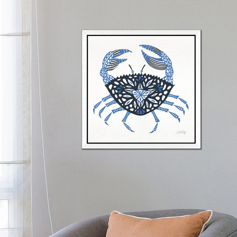 Blue Crab by Cat Coquillette - Floater Frame Print on Canvas, White, 93.98 cm H x 93.98 cm W