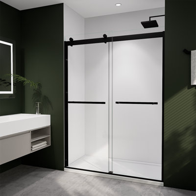 50-54 in .W  x 74 in. H Double Sliding Semi-Frameless Shower Door with Clear Glass