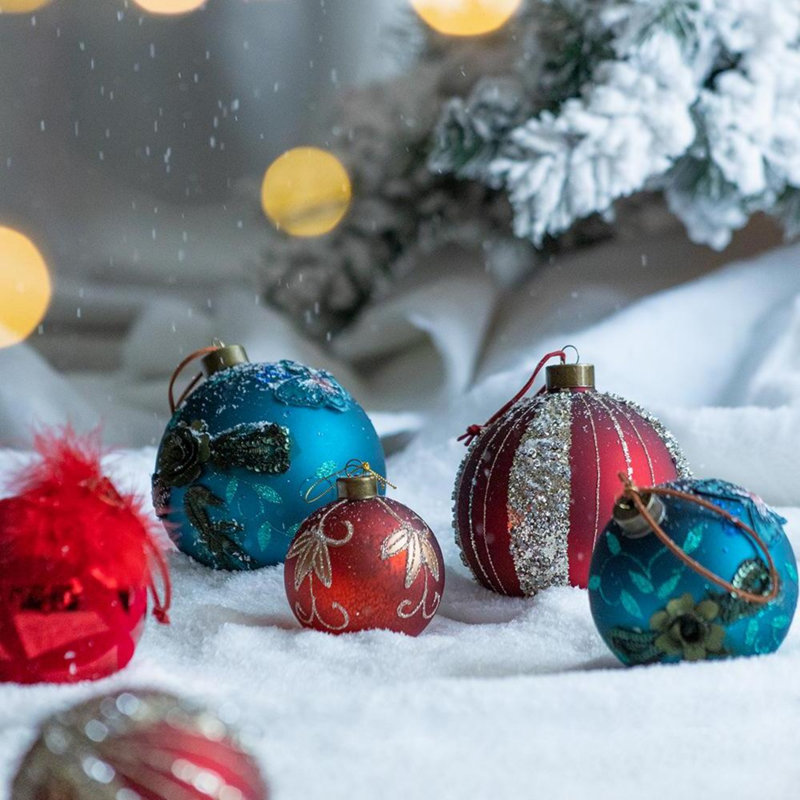 Ornement boule de Noël Band, Rouge, 6