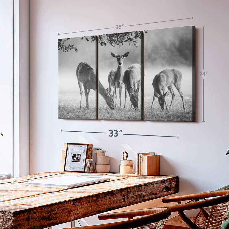" Vigilant Grazing Deer " on, 24" H x 38" W