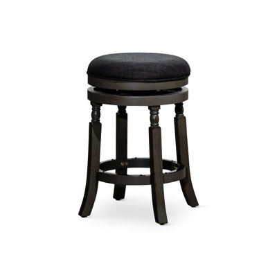 Tabouret de comptoir gris patiné de 24 po, assise en tissu gris anthracite, fabrication en bois franc, tabouret pivotant à 360 ° gris