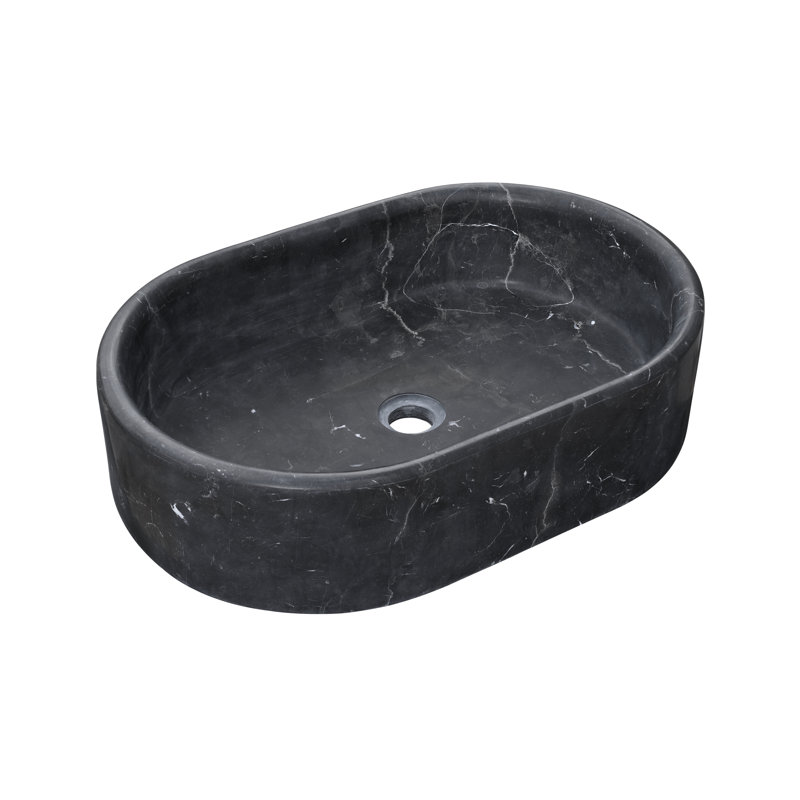 Lavabo de salle de bain vasque en marbre gris foncé 23,6 po