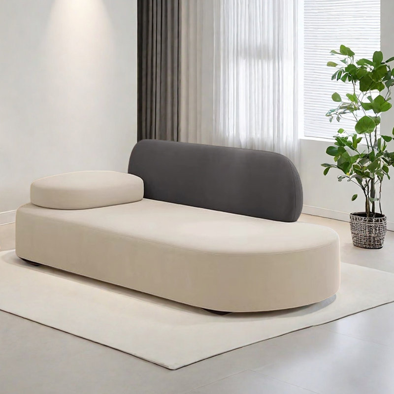 Méridienne légère et luxueuse, Orienté à gauche (vu de face), Beige / gris foncé