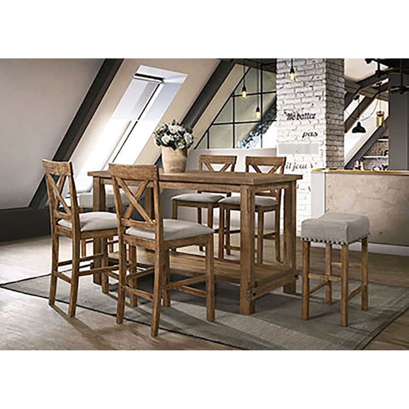 Tabourets de comptoir en lin brun clair sans dossier - construction rustique et hauteur confortable (2 tabourets) sans dossier, pattes grises patinées, meubles de chambre à coucher