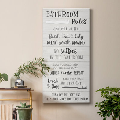 Bathroom Rules - Wrapped Canvas Print