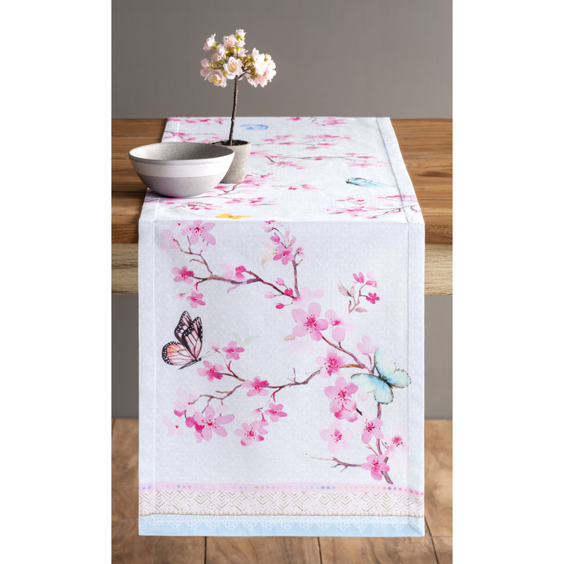 Floral 100% Cotton Table Runner, 108" L x 14.5" W