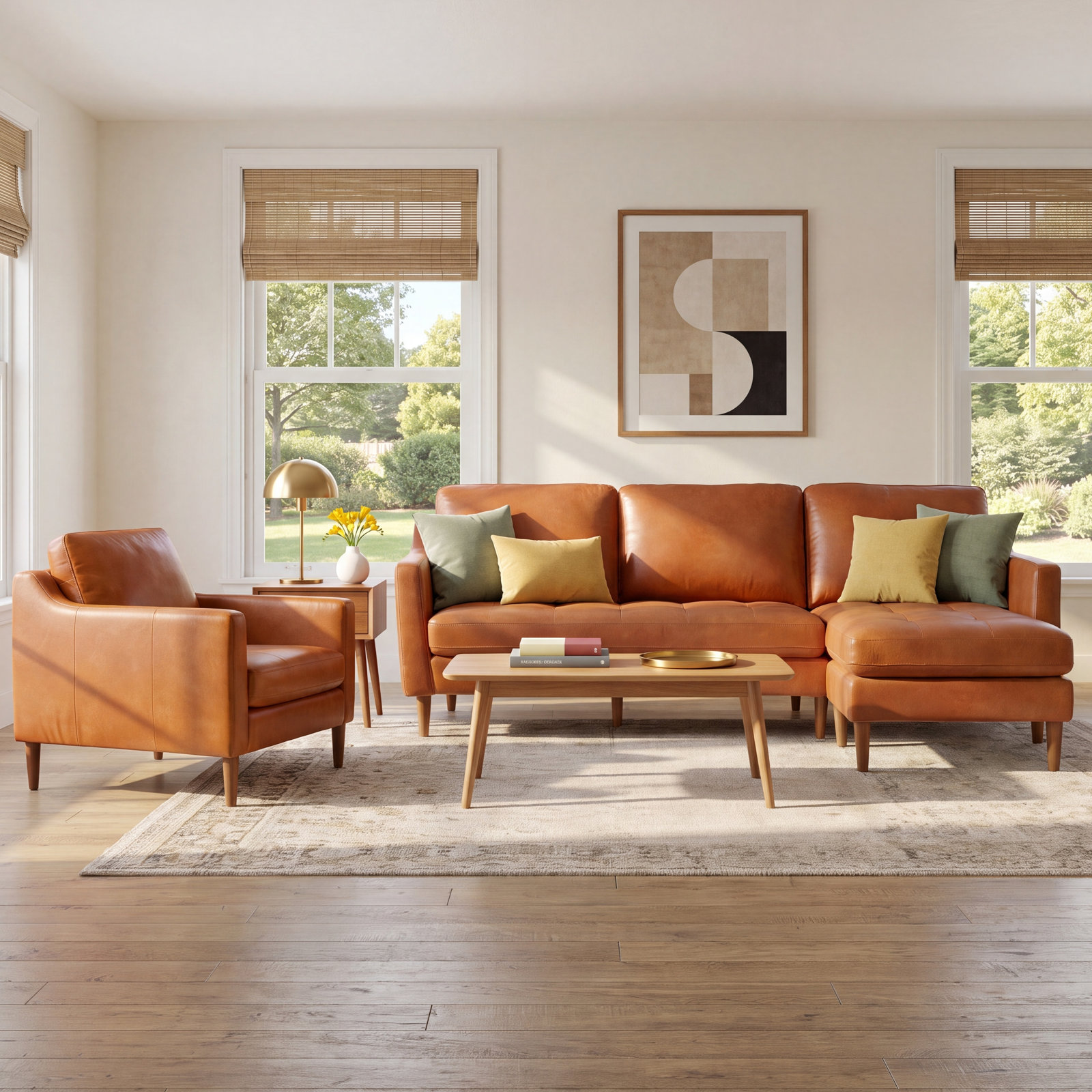 Daylen 2-Piece Genuine Leather Living Room Set