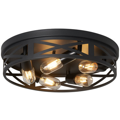 Plafonnier encastré noir mat 5 lumières Farmhouse