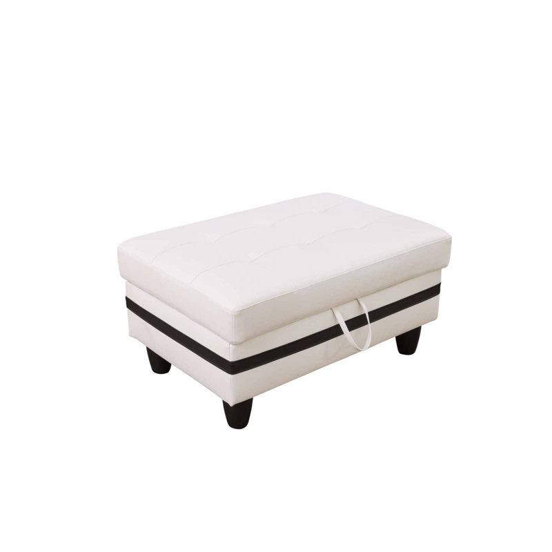 Semi PU Synthetic Leather Storage Ottoman, White