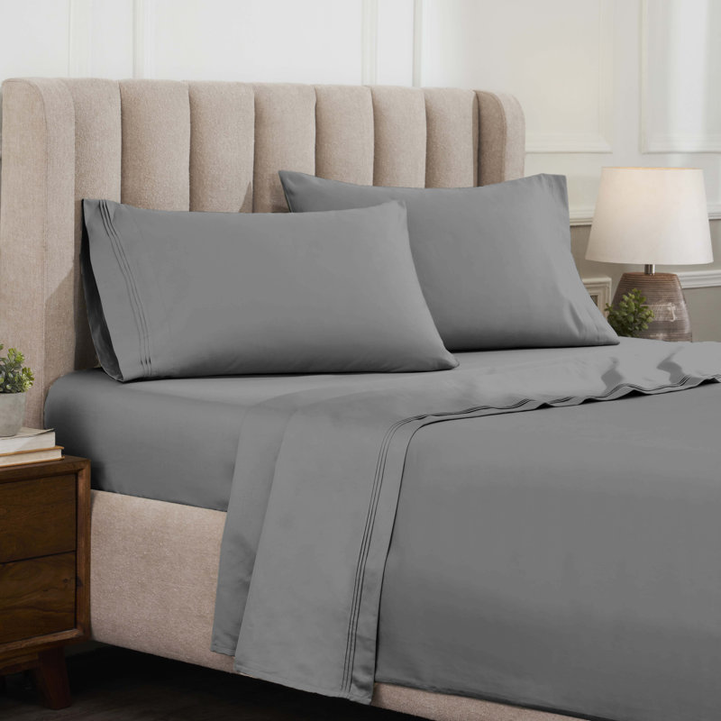 Certified Egyptian Cotton Deep Pocket Solid Luxury 1500 Thread Count Sheet Set, California King Sheet Set, Gray