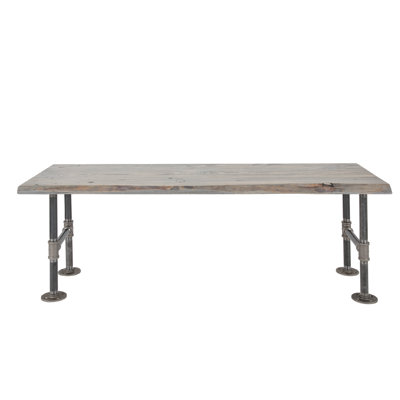 Wood Accent Bench Live Edge With Industrial Steel Pipe Legs
