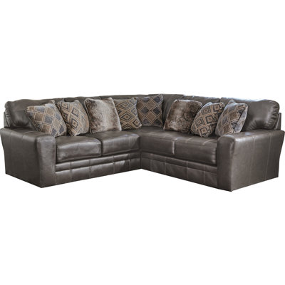 Hopwood 104" Wide Genuine Leather L-Shaped Corner Sectional by Loon Peak