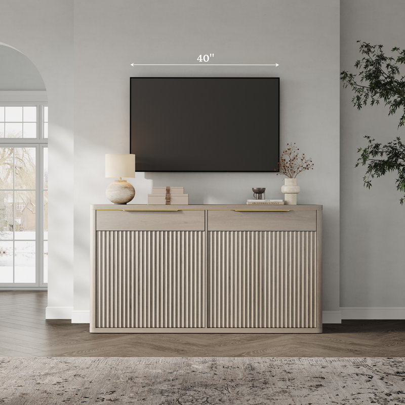 Cesiro 66.34'' Sideboard With 4 Doors And 2 Drawers, Light Oak