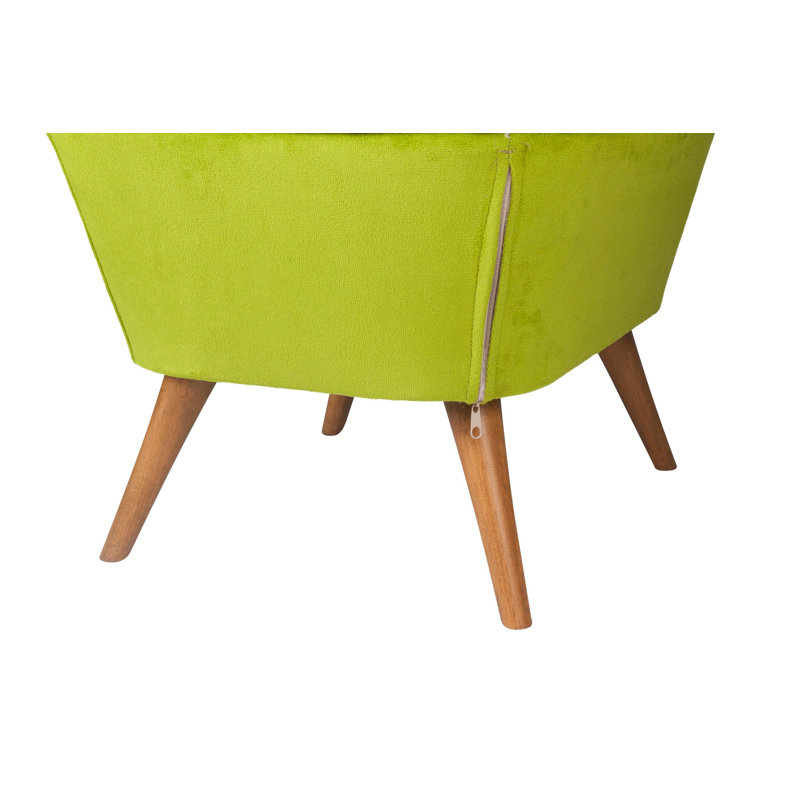 Pouf élégant avec structure en bois massif, vert arachide, 22,4 po x 17,7 po x 17,7 po | Tissu 100% polyester facile à nettoyer, mousse 32% pour plus de confort | Parfait pour le salon, la chambre à coucher et les sièges supplémentaires