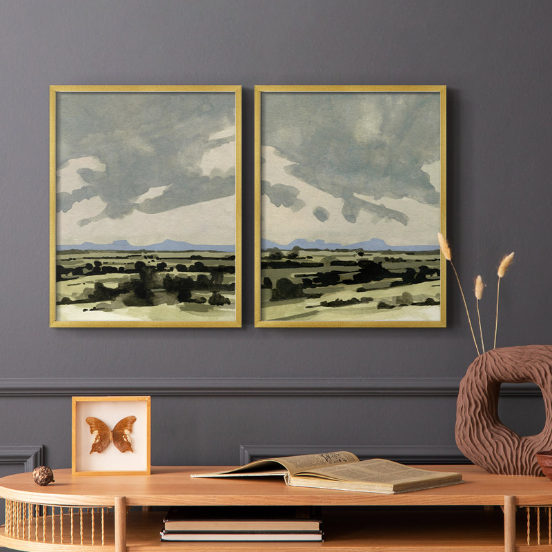 «Pink Hazy Sky I», reproduction encadrée de qualité supérieure - prête à être accrochée - aucun clou requis - aucun clou requis