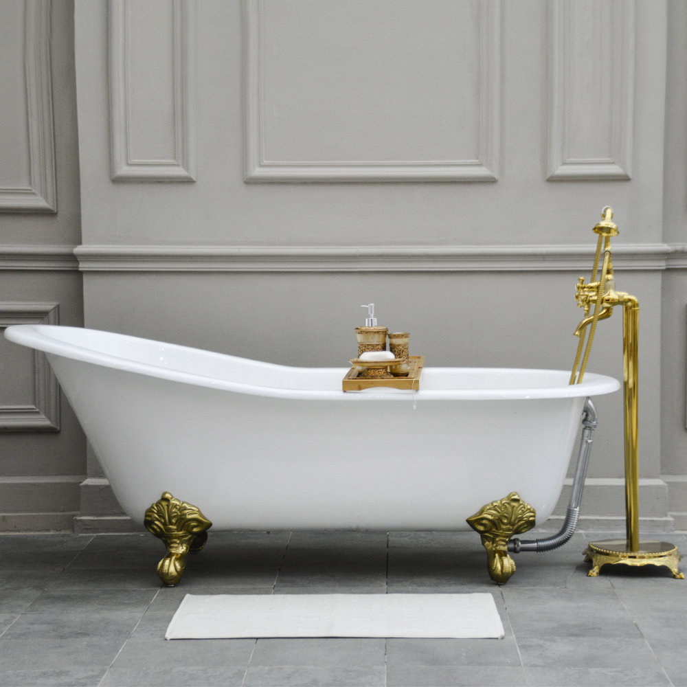 Kingston Brass Aqua Eden 51" x 31" Clawfoot Soaking Cast Iron Bathtub