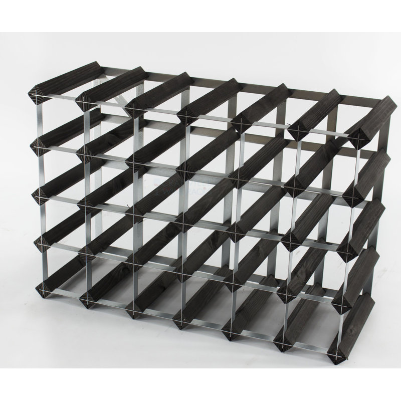 Felica 30 Bottle Floor Wine Bottle Rack, Black Stained / Galvanised Steel