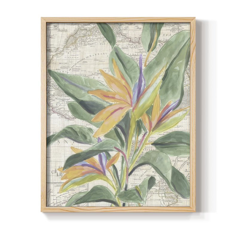 «Map Flora II», reproduction encadrée - bois massif, Naturel, H 11 po x l 9 po
