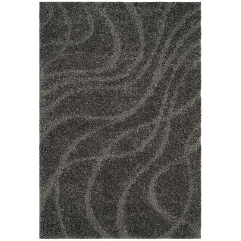 Ashal Abstract Charcoal Gray Area Rug, Rectangle 2'3" x 4'
