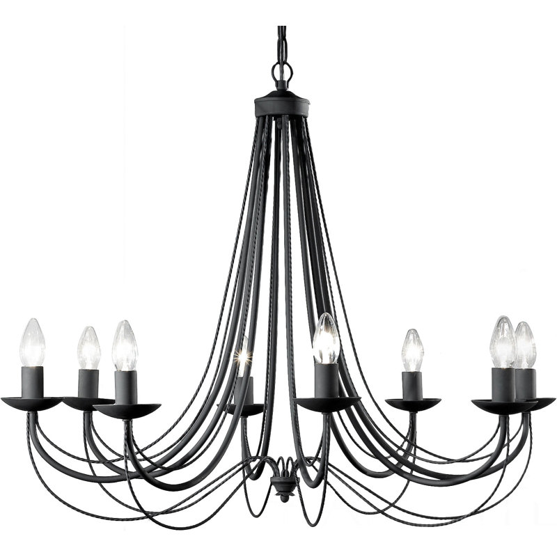 Chatham 8 - Light Candle Style Chandelier, Satin Black