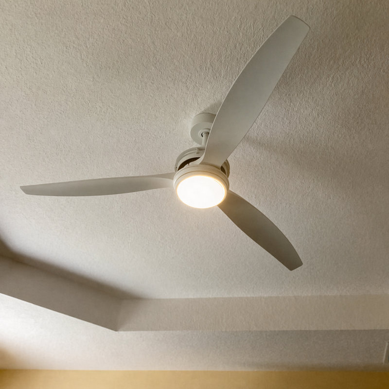 Ventilateur de plafond à 3 pales pour artiste DEL avec commande murale et ensemble d'éclairage Artiste, Blanc mat