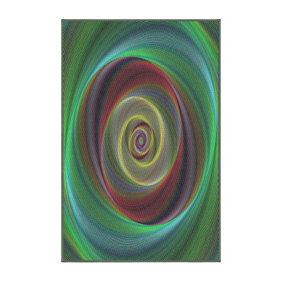 Tapis vert/brun à motifs