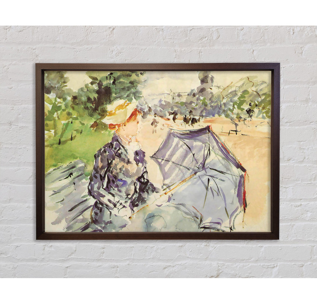 Frau mit Sonnenschirm im Park von Morisot - Einzelbildrahmen Kunstdrucke auf Leinwand