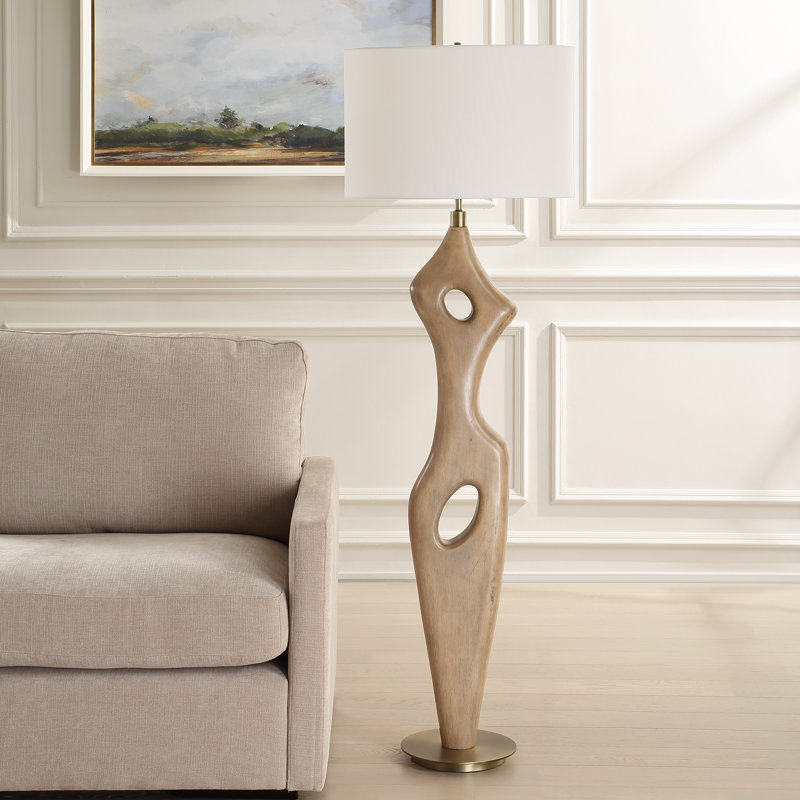  Lampe sur pied en bois massif Almyra