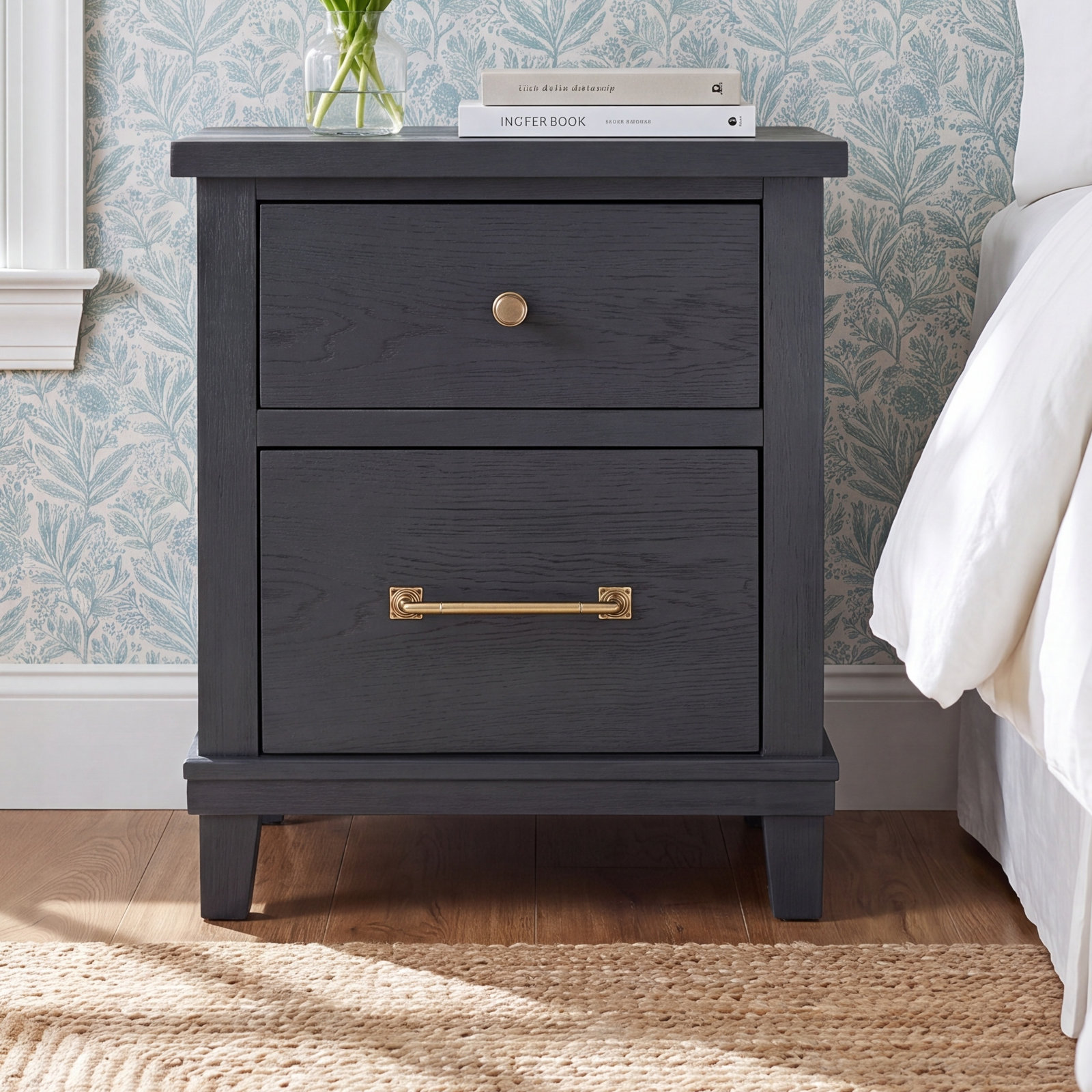 Harriett Flatiron Nightstand, Black