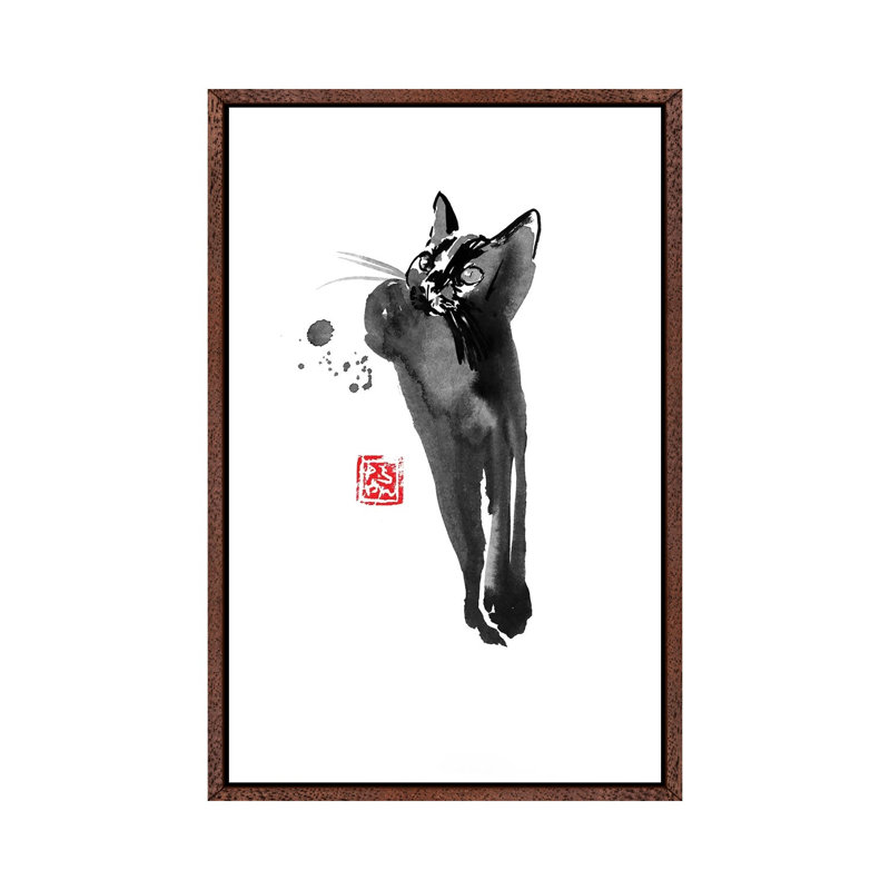 Patience by Péchane - Print on Canvas, 66.04 cm H x 45.72 cm W, Classic Brown Wood Framed