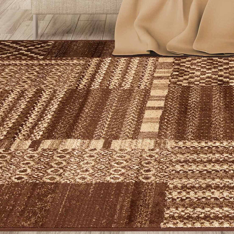 Tapis d'intérieur tissé à la main à motif de blocs d'ingénierie modernes Ingrid, Rectangle 7 pi x 9 pi