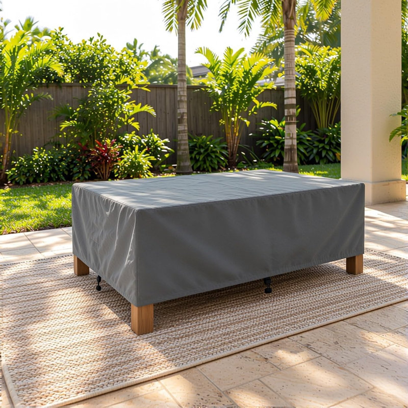 Premium Coffee & Side Table Cover - Breathable, Heavy-Duty Cover with Water-Resistant PVC liner, Adjustable Elastic Hem, Click-Close Straps, and Air Vents - Goodman Collection